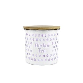Lilac Purple Polka Dots Herbal Tea Storage Canister - Spotty Dotty Purple And White Metal Enamel Medium Sized Food Storage Container