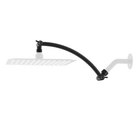 Hibbent All Metal 10'' Shower Head Extension Arm, Brass Flexible Height & Angle Adjustable Shower Arm Extender with Lock Joint, Universal Connection Stainless Steel Pipe Height Extending, Matte Black