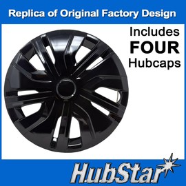 HubStar Replacement for Mitsubishi Mirage 2017-2024 Hubcap, Premium Quality Sturdy 14-inch Gloss Black Wheel Cover (4 Pieces)