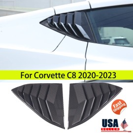 car-attention Side Window Louver Shutter Cover Trim For Corvette C8 2020-2023 Carbon Fiber ABS