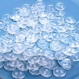 MajorCrafts® 120pcs 9mm Transparent Clear 2 Holes Small Round Resin Sewing Buttons Needlework Arts and Crafts Embellishments B28