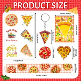 BOIKOKY 110Pcs Pizza Party Favors for Kids - Pizza Birthday Party Decorations and Supplies with Pizza DIY Stickers, Slap Bracelets, Keychains, Buttons & Tattoos, Goodie Bag Fillers for Boys & Girls
