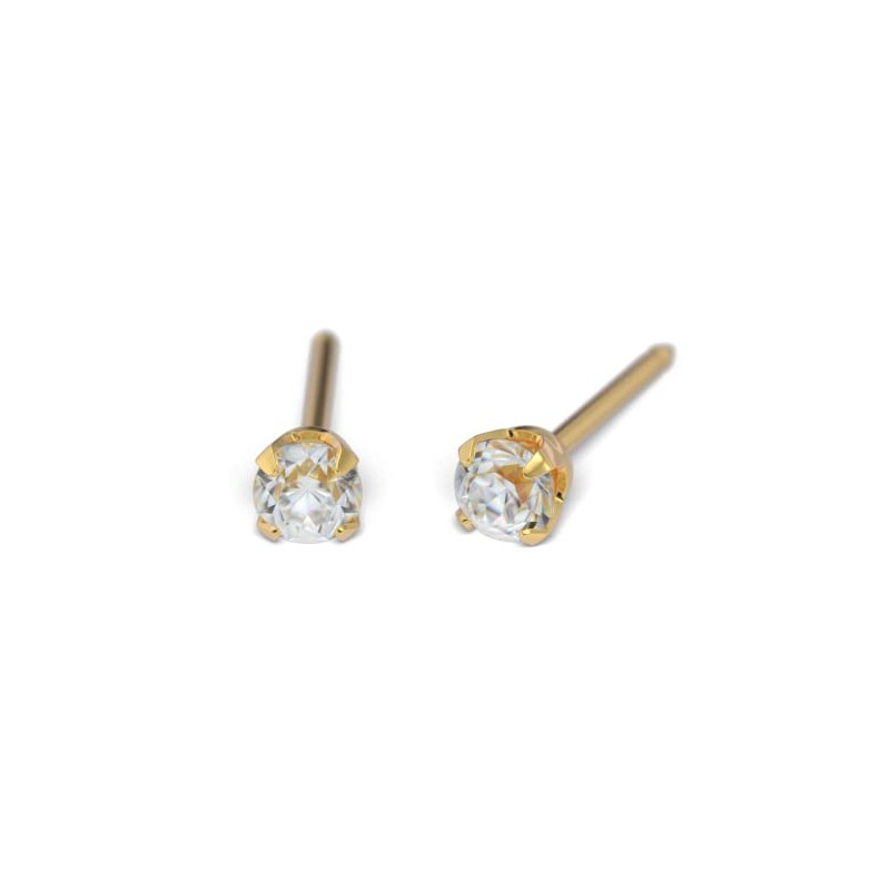 Studex TUBE Hypoallergenic Earrings Cubic Zirconia Gold Plated or White,