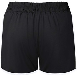 Fulbelle Pantalones cortos deportivos elásticos de doble capa para correr con bolsillos, Negro, S