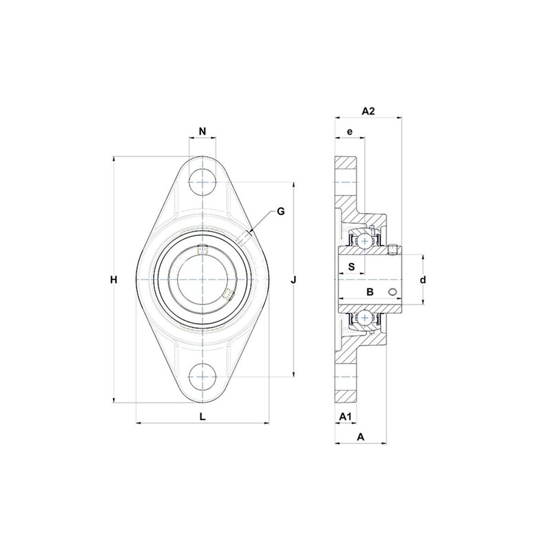 Flange Holder Cast Iron UCFL 207 2-Hole Bearing 35 mm