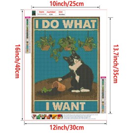 GUYANA DIY 5D Diamond Painting by Number Kits for Adults,Cute Cat Diamond Painting Kits Round Full Drill Diamond Art Kits Picture Arts Craft for Home Wall Art Decor(I Do What i Want)