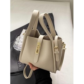 Women's Elegant Minimalist Handbag, Trendy Vintage Bucket Bag, Chic All-match Handbag for Daily & Work Use, Valentine's Day, Gift:_White_Please Refer To The Pictures for Dimensions