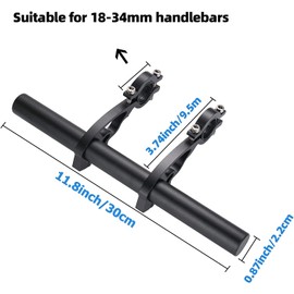Yizhet Handlebar Extensions, Aluminum Alloy Bicycle Handlebar Extender for Holding Phone Mount Holder, Bicycle Speedometer, GPS(30cm)