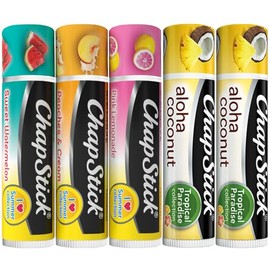ChapStick Juego de cuidado de labios - Colección Me encanta el verano + Bálsamo labial de coco Aloha, 0,15 onzas cada uno (Set de 5 piezas)