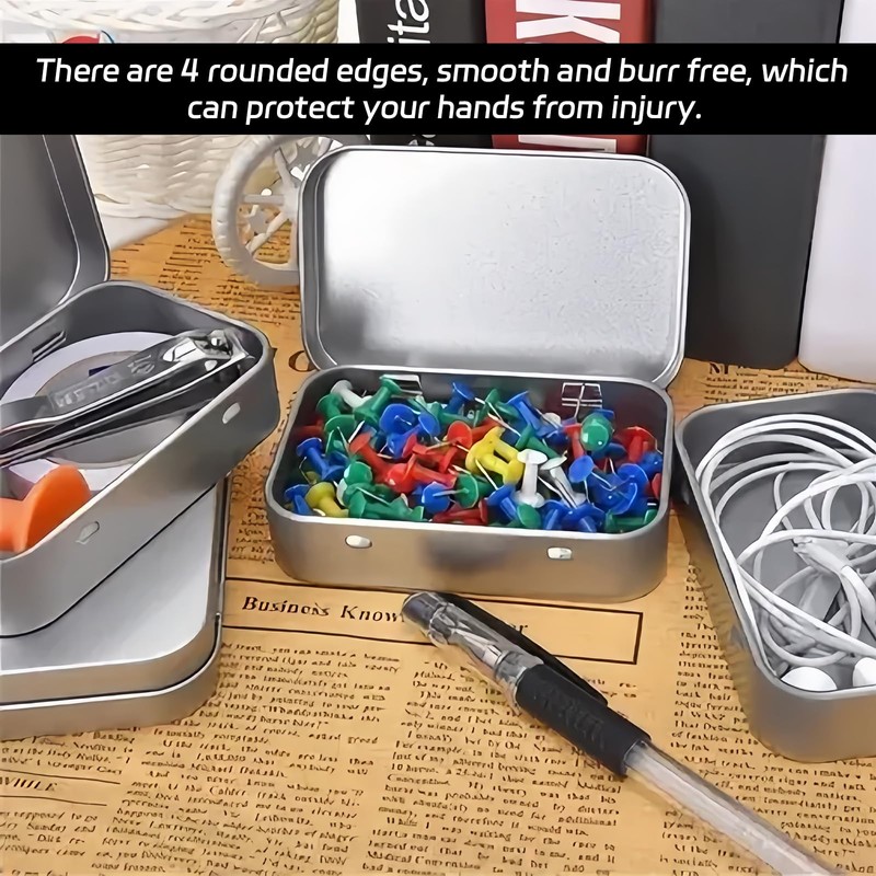 Gaaines 2 Pcs Rectangular Small Tin Boxes,Metal Tins Rectangular Empty