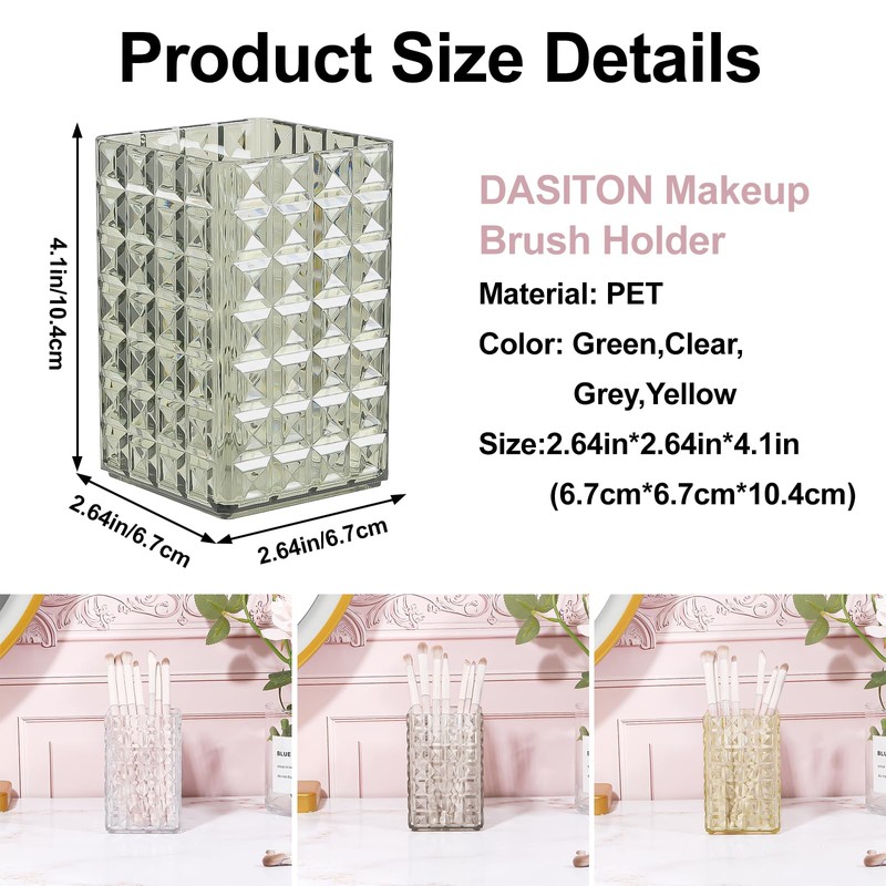 DASITON Makeup Brush Holder Organizer, Acrylic Makeup Brush Cup, Diamond