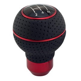 Thruifo 5 Speed Gear Stick Shifter Head, Leather & Aluminum MT Car Shift Knob Fit Most Automatic Manual Vehicles, Red