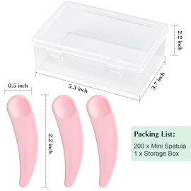 TUZAZO TUZAZO 200pcs Mini Spatula for Cosmetics, Bulk Disposable Makeup Spatulas Mini Plastic Makeup Scoop Spatulas for Cosmetic Mixing and Sampling (Pink with Storage Box)