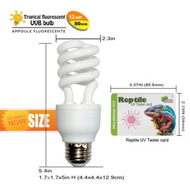 MCLANZOO UVA UVB Light Reptile Bulb 10.0 13W Desert UVB Bulb Reptile UVB Light Bulb for Bearded Dragon,Turtle, Snake, Gecko,Lizard Compact Fluorescent Terrarium Lamp with UV Tester Card