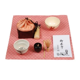 和田菁竺(Wada Seijiku) 野点篭 茶色 サイズ:直径13x高さ9.5cm 御幸籠セット 亀甲紋