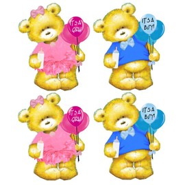 It's a Boy and It's a Girl Bear Craft Teddy Bear Embellishments x 4 Bear Card Making Toppers Craft Embellishments, Cute, Designed for New Baby, Baby Showers, Cardmaking x 4