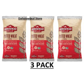 Arrowhead Mills 3 PACK - Arrowhead Mills Puffed Wheat Cereal -- 6 oz - Non GMO - No Added Sugar