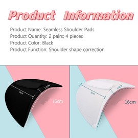 Hawfund Inserted Shoulder Pads, Thickness 1.5 cm, Breathable Foam Padding, Sewing Accessories for Blazers, Suits, T-Shirts and More, 1 Pair (Black)