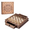 AMEROUS Magnetic Wooden Chess Set, 12.8" x 12.8" Walnut Chess