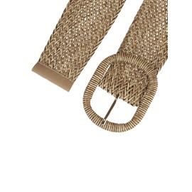 Allegra K Women Wide Waist Belts Braided Woven Belts for Dress Chunky Buckle 58-94cm/22.83-37.01" Brown