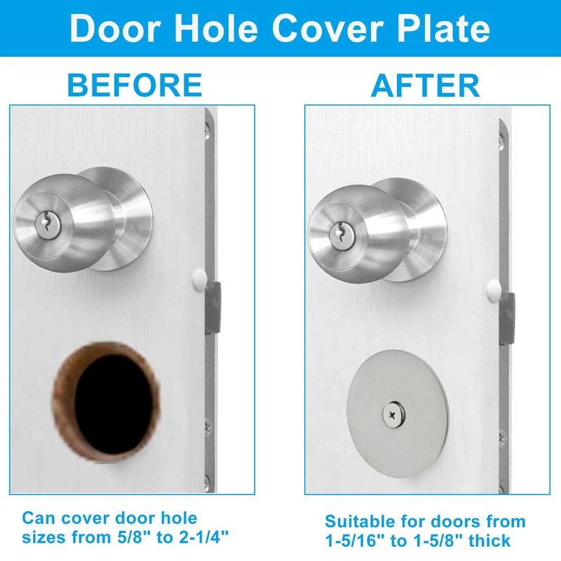 OSVJE 2 Pack Brushed Stain Nickel Round Door Hole Cover