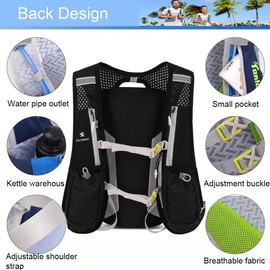 Lightweight Running Hydration Vest，Water Running Vest Pack with 1.5L Water Bladder ，Breathable Hydration Backpack for Running Cycling Hiking Marathon for Men Women (0001 Purple) (001 Black)