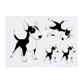 4 x 'Standing Bull Terrier Dog' Temporary Tattoos - Water Resistant, Skin-Safe, Non-Toxic Transfers, Mixed Sizes (TO00084894)
