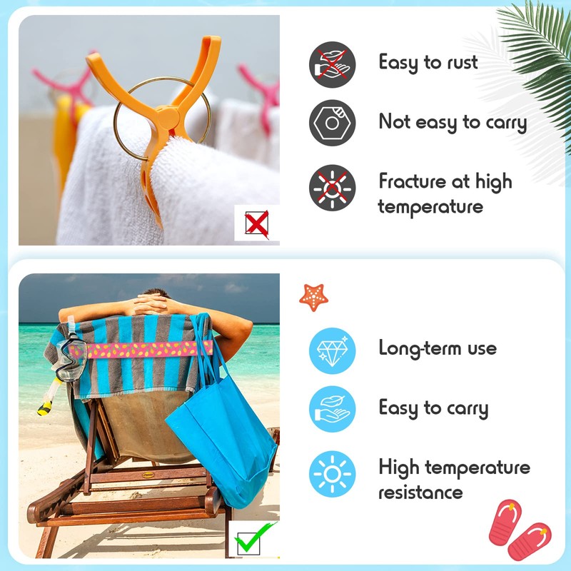8 Pack Towel Bands for Beach Chairs Cruise Towel Clips