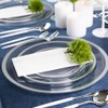 SparkSettings Clear and Silver Plastic Plates, 24 Pack Silver Clear