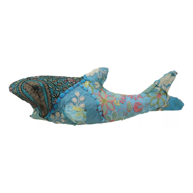 Great White Shark Hand Crafted Paper Mache In Colorful Sari