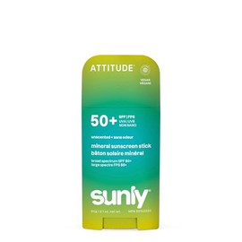 ATTITUDE Mineral Sunscreen Stick SPF 50, Broad Spectrum Zinc Oxide, EWG Verified, Non-Nano, Mess-Free Stick for Face & Body, Lightweight Non-Greasy, Vegan, Unscented, 2 Oz