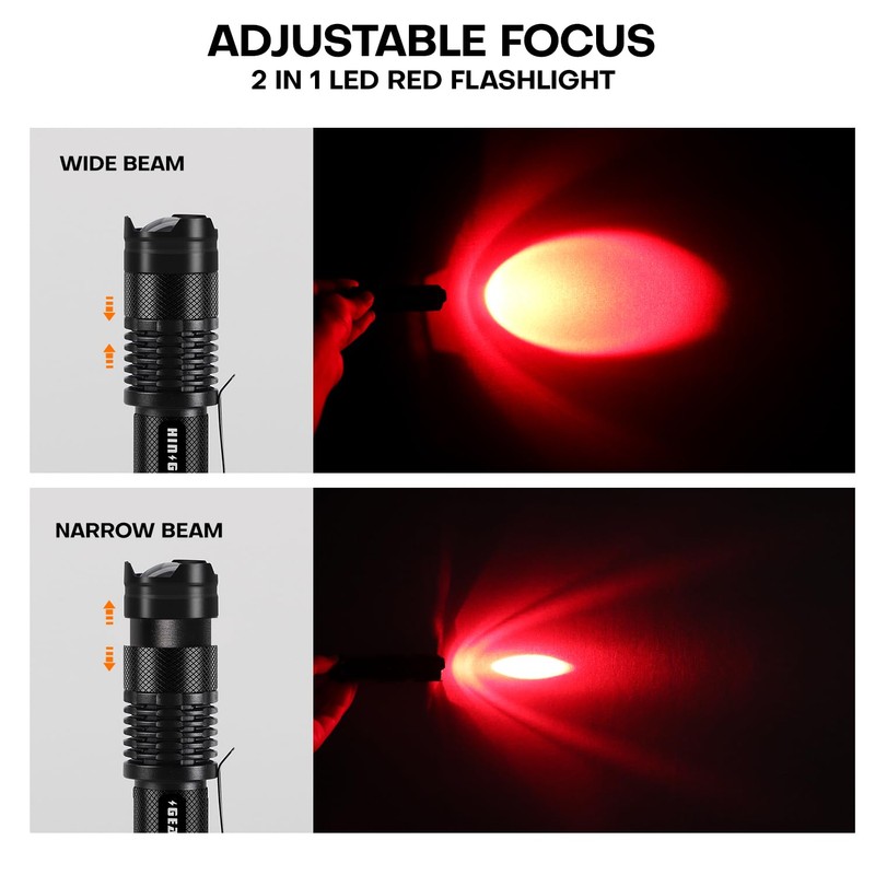 HinsGEAR 2 Pack Red Flashlight LED Single Mode Light 1