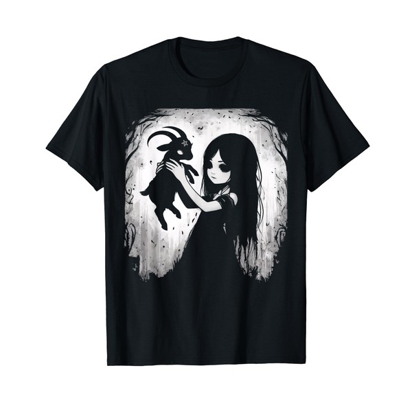 Black Goat Demon Baphomet Satanic Goth Dark Alt Aesthetic T-Shirt