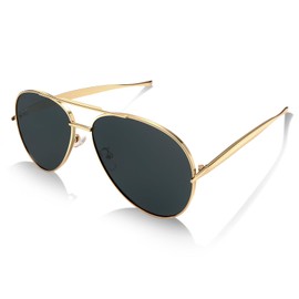 Dollger Oversized Aviator Sunglasses Women Men Trendy Gold Designer 70s Retro Shades Metal Frame UV Protection Gradient Black