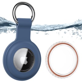for Waterproof Apple Air Tag Secure Holder with Key Ring, Durable Scratch-Resistant Air Tag Case, Protective Air Tag Keychain Accessory for Keys, Pets, Luggage, Backpacks, and More (Deep Blue)