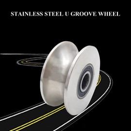 3in U Groove Wheel Stainless Steel Rolling Gate Wheels Slide Gate Wheel Heavy Duty Pulley U Track Roller with Double Bearings Rigid Caster Sliding Door Rollers Replacement