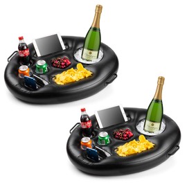 Vaygway Inflatable Floating Drink Holder for Pool, Hot Tub -Premium Quality Large Lake, Beach, Pool Drink Holder Float for Adults- Swimming Pool Accessories- Tablet, Phone, Food- 2Pk