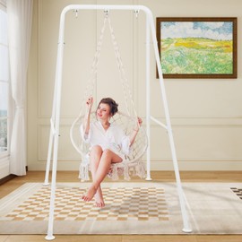 Swing Stand Only, Heavy Duty Foldable Hammock Stand, Metal Swing Stand Frame, Max Load 330lbs Portable Hammock Frame for Indoor or Outdoor, Patio and Backyard (Hammock Chair not Included) (White)