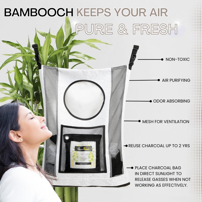 BamBooch AIR PURIFYING & ODOR ELIMINATING Small Hamper for Specialty