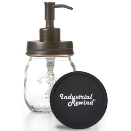 12oz Mason Jar Oil Rubbed Bronze Soap and/or Lotion Dispenser for Hand Sanitizer; Petite, Cute and Compact Liquid Soap or Hand/Body Lotion Refillable Dispenser (Oil Rubbed Bronze, Single 12oz)