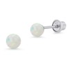 925 Sterling Silver Rhodium Plated 3mm Simulated Opal Screwback Baby