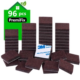 PremiFix Square Felt Pads for Chair Legs, Furniture Pads 1 Inch 48 Pieces Pack Brown, for Hardwood Floor 5mm Thick, 96pcs