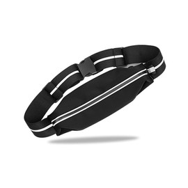Running Pouch, Fanny Pouch, Waist Bag, Non-Shaking, Lightweight, Large Capacity, Waterproof, Sweatproof, Stretchable, Adjustable Belt, Compatible with Smartphones up to 6.7 inches (Black), Black