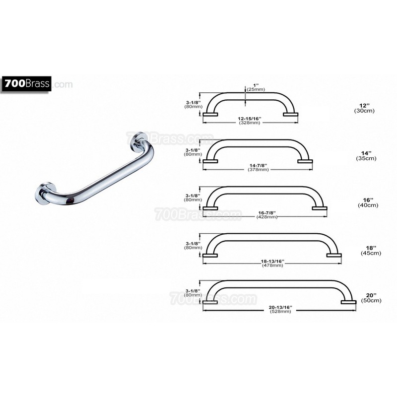 700Brass 16-Inch Grab Bar for Hotel/Motel/Home Shower Safety, Solid Brass,