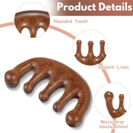 Wooden Scalp Massager, JOMWEN Hair Growth Comb for Scalp Gua Sha, 2 Pack Wood Head Massager with Wide Tooth for Women Men, Natural Sandalwood Handmade Head Massage Tool