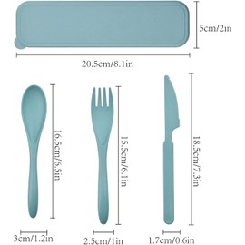 Travel Utensils with Case 2Pcs, Reusable Plastic Cutlery, Travel Cutlery Set, Flatware Set for Travel Work School Picnic Camping or Daily Use (Blue,Green)