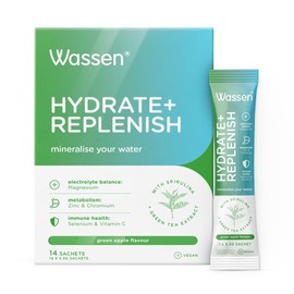 Wassen Hydrate + Replenish Electrolytes Sachets - 14 Sachets | Rehydration Sachets to Rehydrate & Replenish Lost Electrolytes | Spirulina Powder| Magnesium Sachets to Maintain Normal Energy Levels