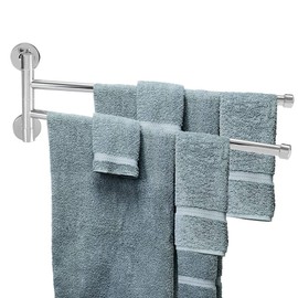 Swivel Towel Bar, 201 Stainless Steel 2/3-Arm Wall Mounted Towel Rack, for Bathroom Kitchen Space Saving Swing Out Towel Hanger Holder (2 arm)