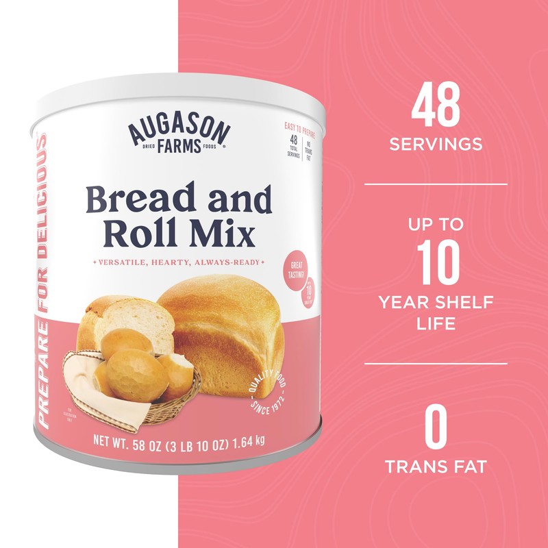 Augason Farms Bread and Roll Mix Can Emergency Food Supply,