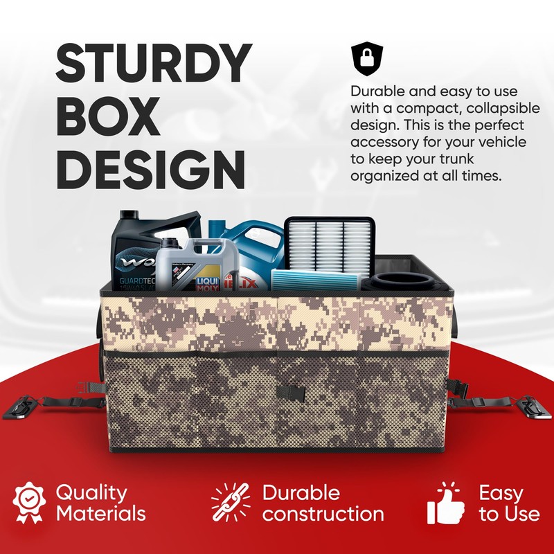 FORTEM Car Trunk Organizer, Car Storage Organizer, Collapsible Multi Compartment